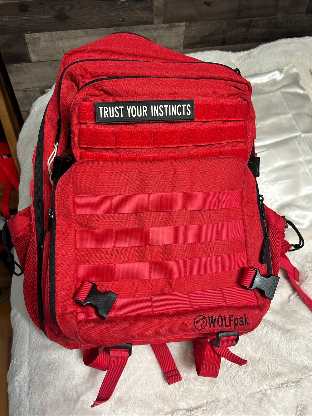 WOLF Red Tactical Backpack with MOLLE Panel